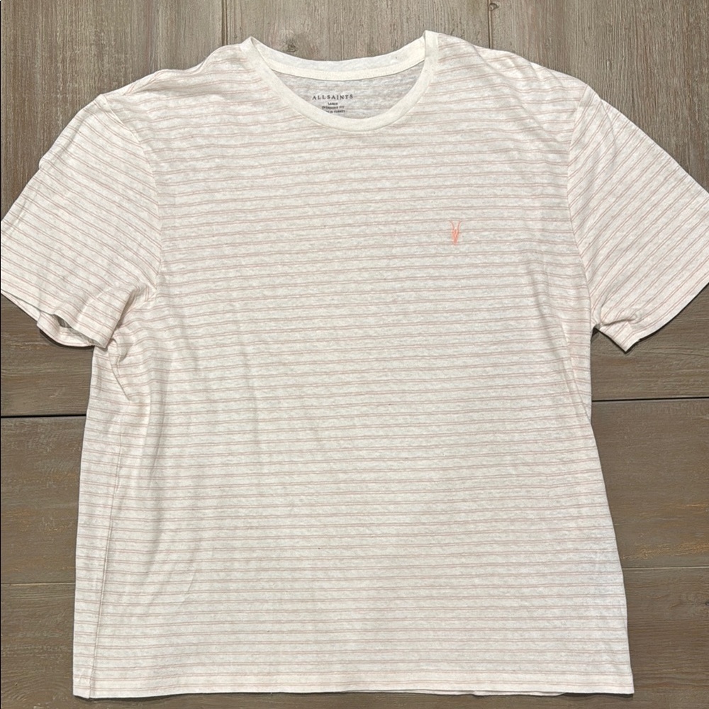 All Saints Oversized Cream Short Sleeve Tee